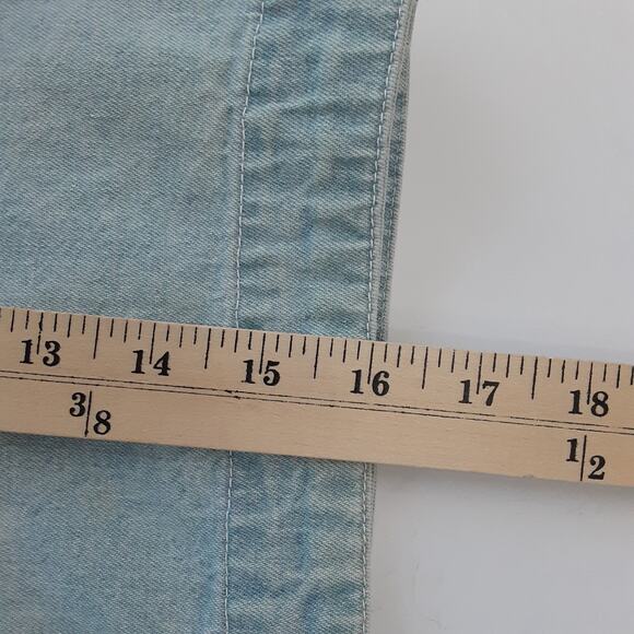 Vintage 90s Gilet Denim Vest Chest Pocket Waistcoat Cropped Zip Front Womens L - Picture 9 of 10